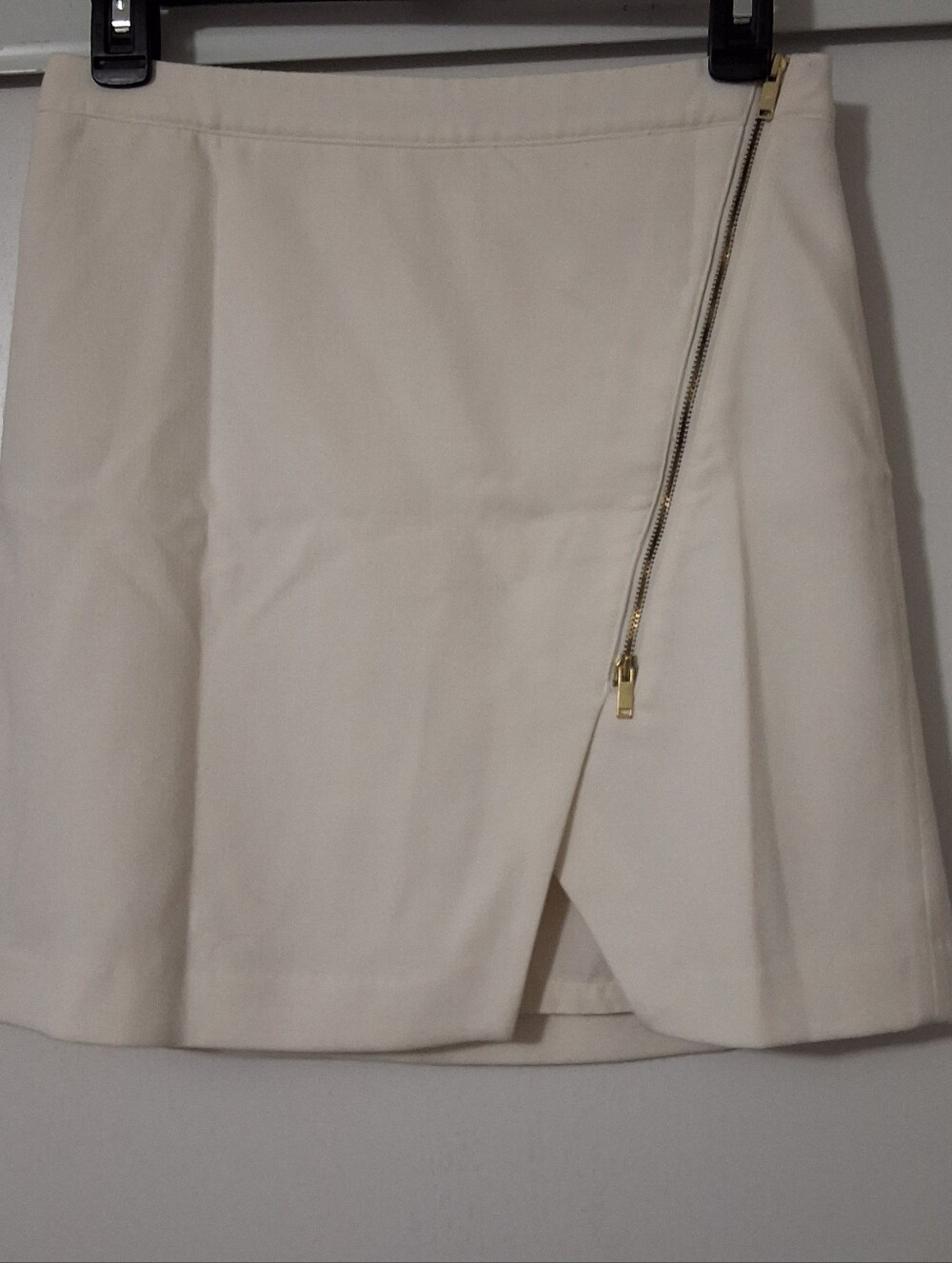Banana Republic Womens Ivory Gold Front Side Zip Mini Skirt Size 0